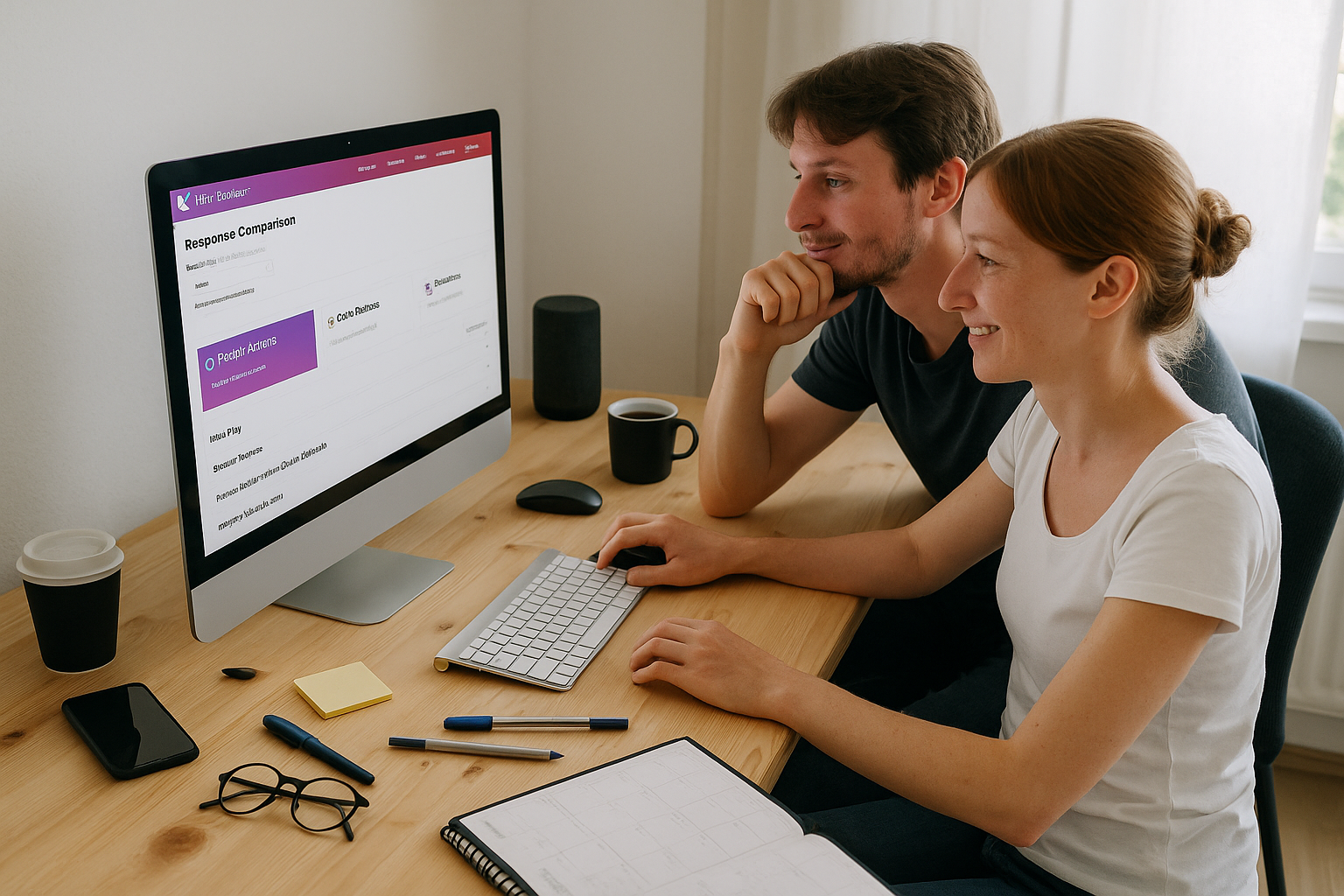 Couple looking at kink comparison results together